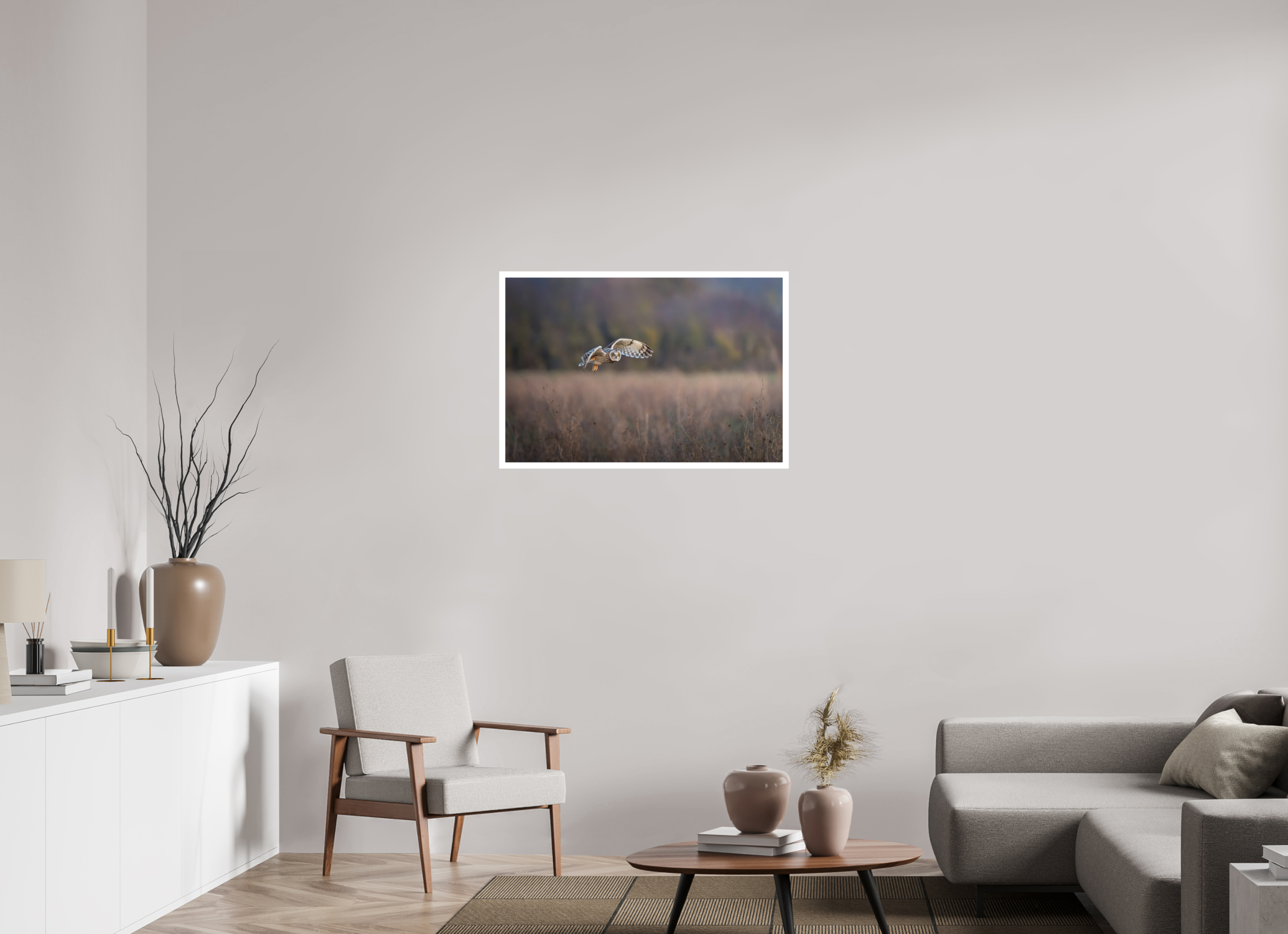 90 x 60 cm, Fine art print + 2cm border Dusky Owl